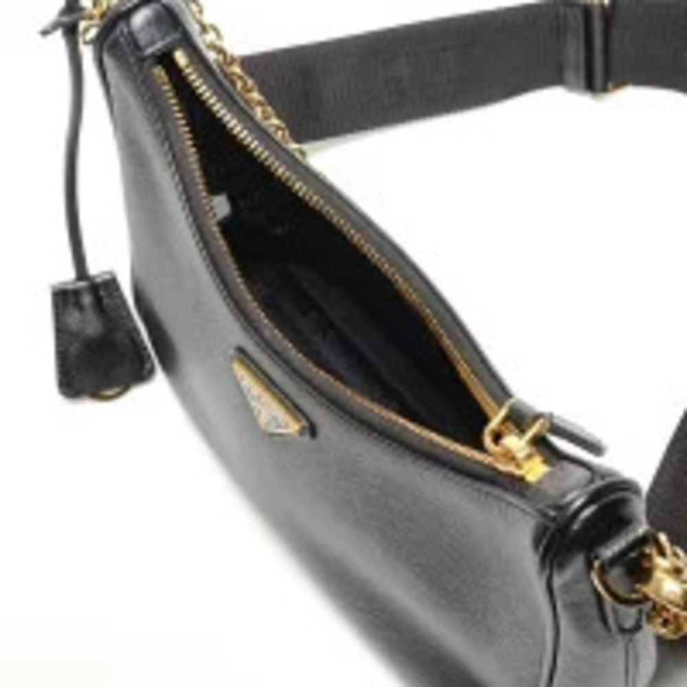 Prada Saffiano Leather Triangle Logo Edition Shoulder Bag Black - Picture 11 of 13